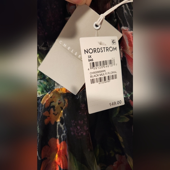 NWT Sz 3x Chelsea28 Black Floral Bow Shoulder Maxi Dress - Picture 12 of 12